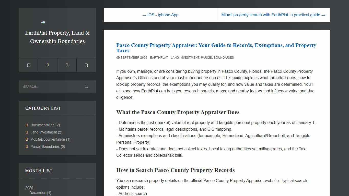 EarthPlat Property, Land & Ownership Boundaries Pasco County Property Appraiser: Your Guide to Records, Exemptions, and Property Taxes