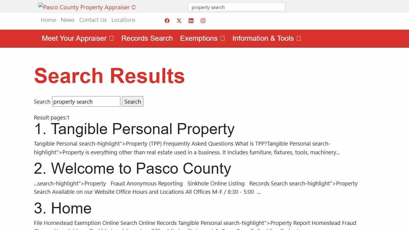 Search Pasco County Property Appraiser